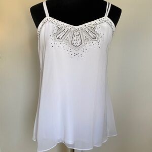 White House Black Market White Embellished Camisole